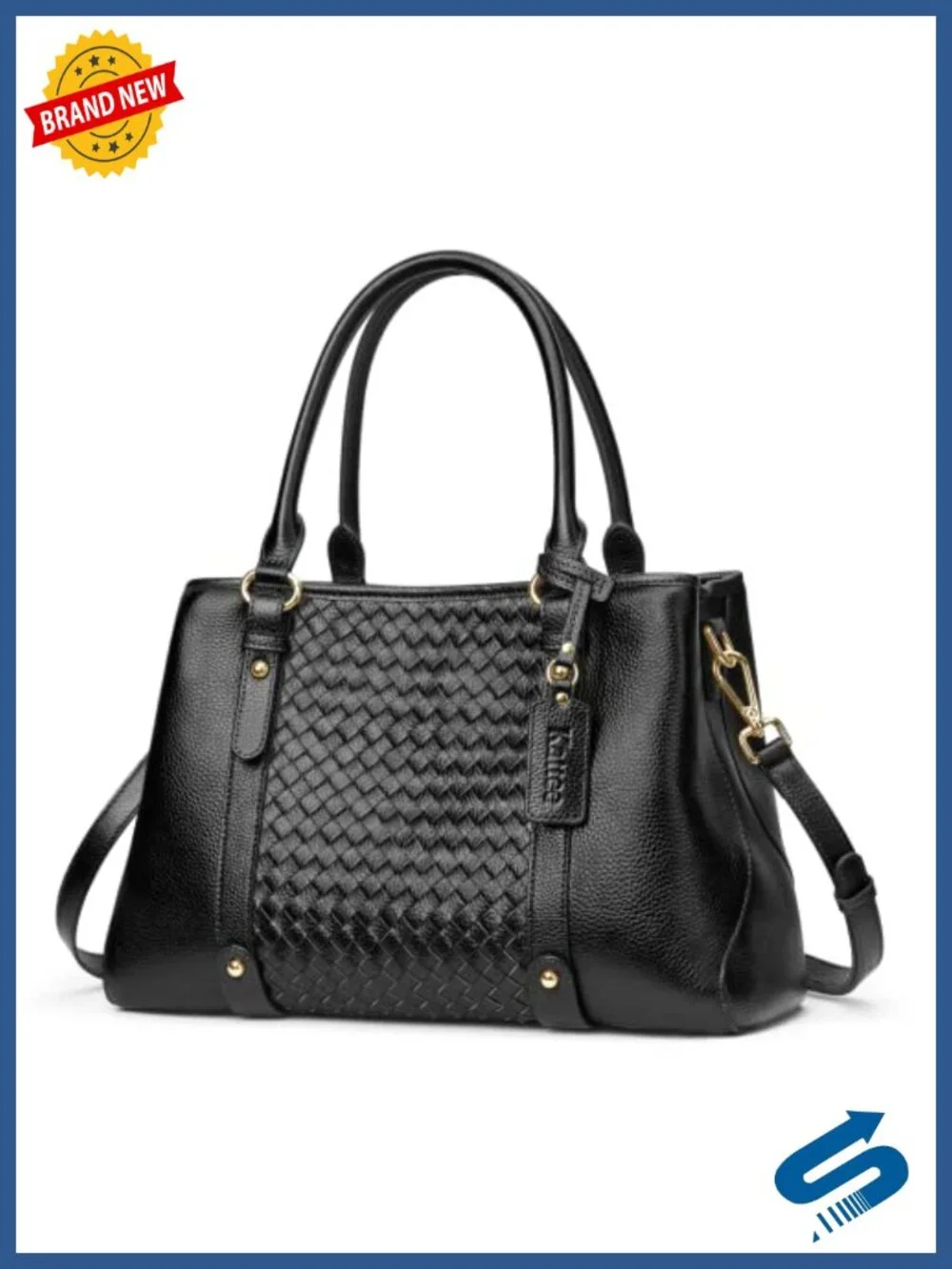 Genuine Leather Satchel Top Handle Crossbody Handbag Women Tote